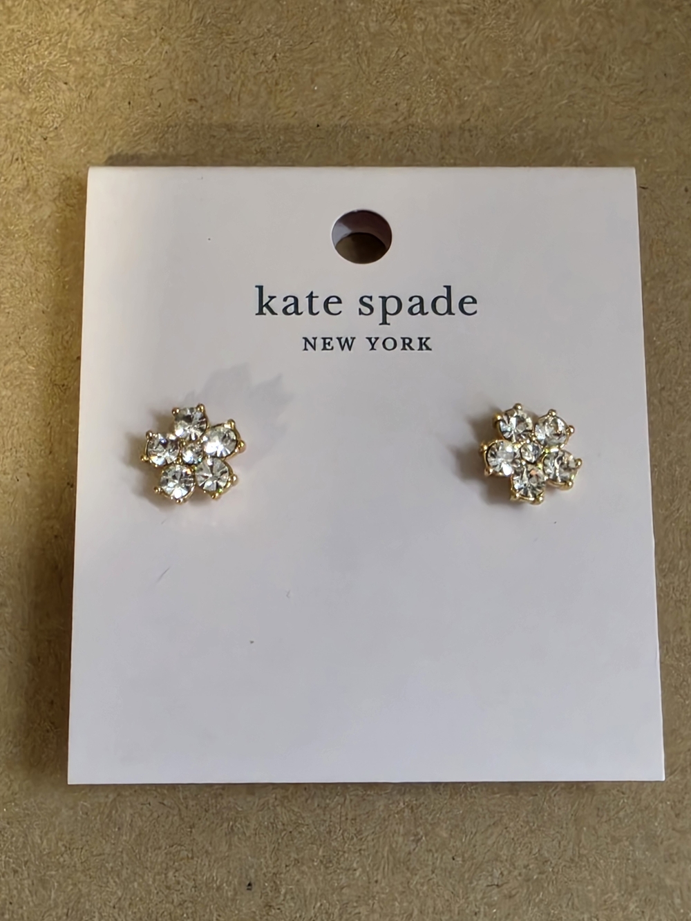 Kate Spade New York Crystal Mini Flower Stud Earrings Gold NWT